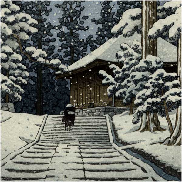 Kawase Hasui - Konjikido sous
la neige, Hiraizumi 1957 (HK13) 